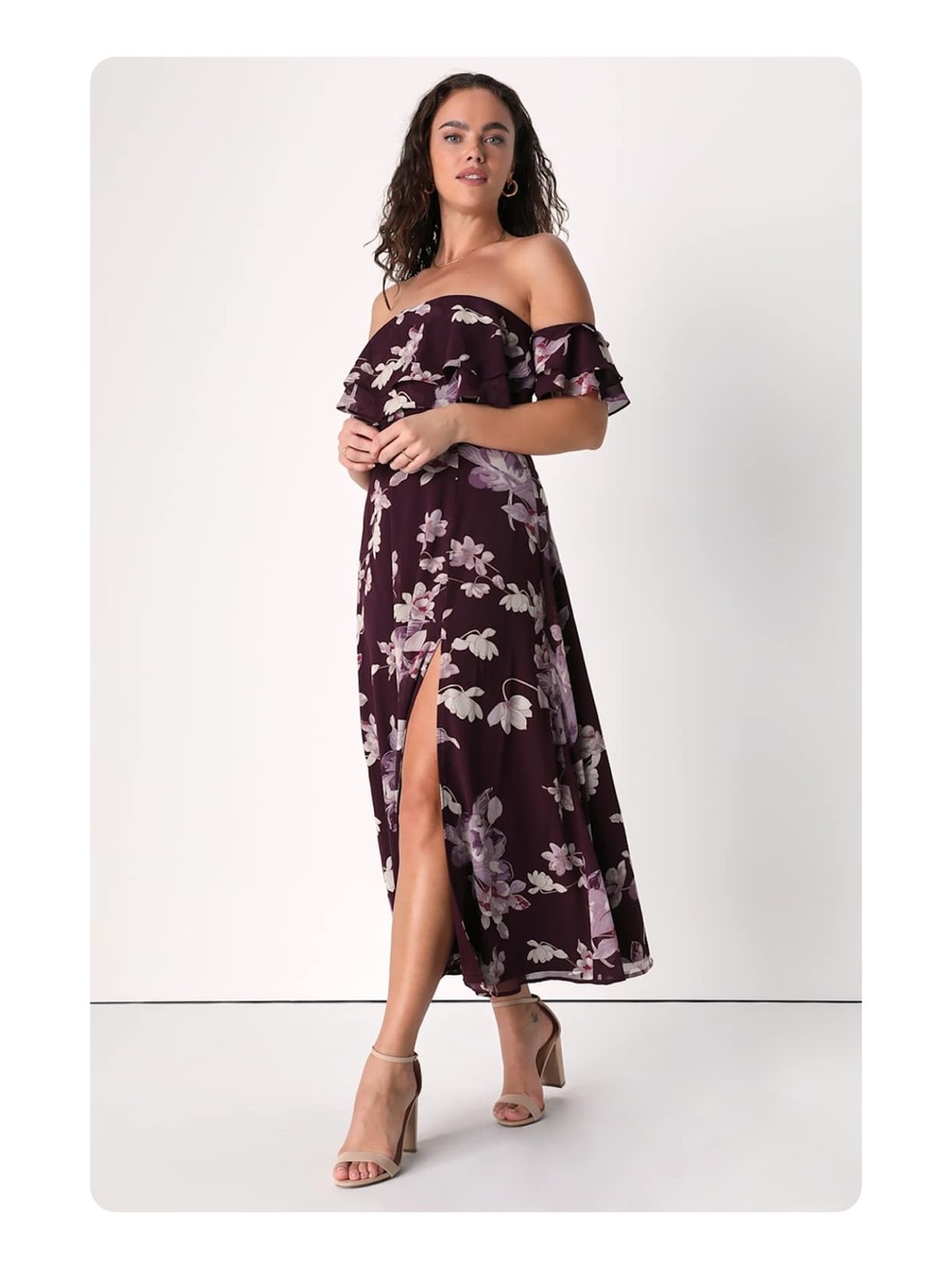 ★ Lulu’s NWT Floral Summer Wedding Guest Midi Dress Purple S ★